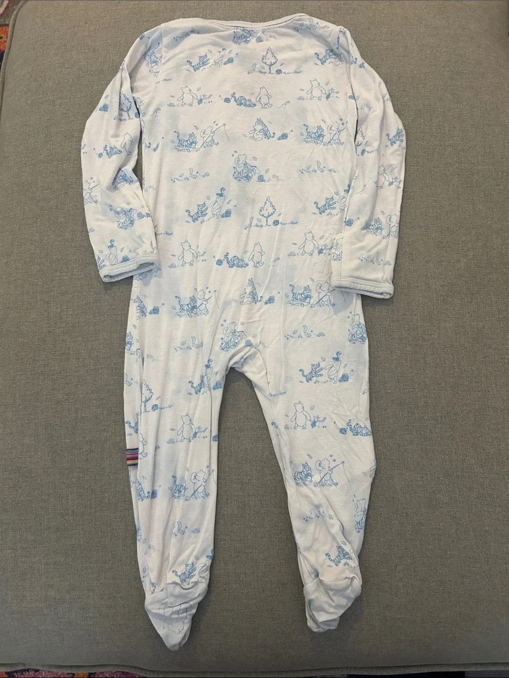 Disney Winnie the Pooh Baby Blue & White Footed One-Piece
